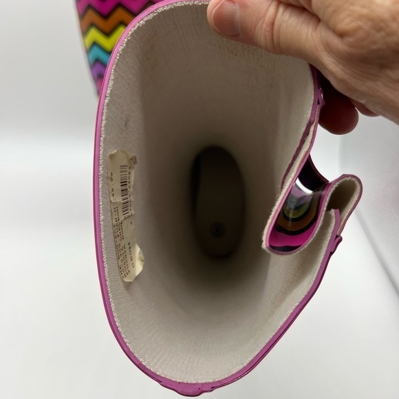 CORKY’S WOMENS COLORFUL CHEVRON PATTERN TALL RAINBOOTS SIZE 6 - Picture 11 of 13